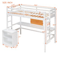 Twin Size Loft Bed With Desk And Writing Board, Wooden Loft Bed With Desk & 2 Drawers Cabinet White White Solid Wood