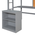 Twin Size Loft Bed With Desk And Writing Board, Wooden Loft Bed With Desk & 2 Drawers Cabinet Gray Gray Solid Wood