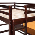 Twin Size Loft Bed With Desk And Writing Board, Wooden Loft Bed With Desk & 2 Drawers Cabinet Espresso Espresso Solid Wood