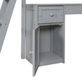 Twin Size Loft Bed With Drawers, Cabinet, Shelves And Desk, Wooden Loft Bed With Desk Gray Old Sku :Lt000505Aae Gray Solid Wood