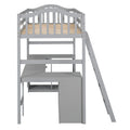 Twin Size Loft Bed With Drawers, Cabinet, Shelves And Desk, Wooden Loft Bed With Desk Gray Old Sku :Lt000505Aae Gray Solid Wood