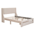 Full Size Storage Bed Velvet Upholstered Platform Bed With A Big Drawer Beige Beige Velvet