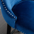 Contemporary Velvet Upholstered Wing Back Barstools With Button Tufted Decoration And Wooden Legs, And Chrome Trim, Leisure Style Bar Chairs,Bar Stools,Set Of 4 Blue ,Sw1824Blx2 Cartons Blue Dining Room American Design Foam Velvet