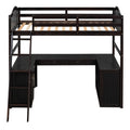 Twin Size Loft Bed With Drawers, Cabinet, Shelves And Desk, Wooden Loft Bed With Desk Espresso Old Sku :Lt000505Aap Espresso Solid Wood