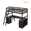 Twin Size Loft Bed With Drawers, Cabinet, Shelves And Desk, Wooden Loft Bed With Desk Espresso Old Sku :Lt000505Aap Espresso Solid Wood