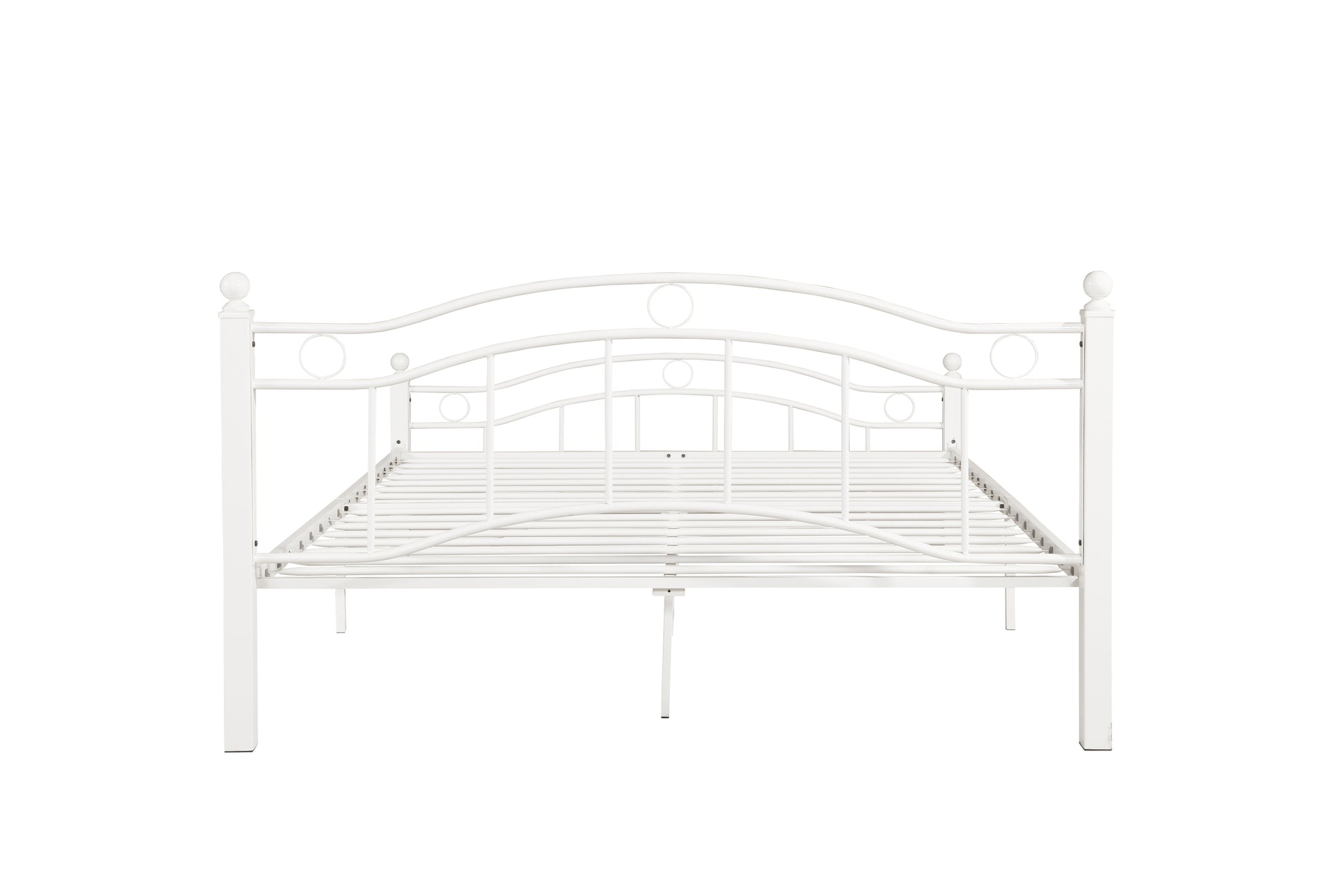 Queen Size Metal Bed Frame With Headboard And Footboard White White Metal
