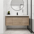 48 Inch Bathroom Cabinet With Sink,Soft Close Doors And Drawer,Float Mounting Design,48X18 Imitative Oak Bathroom Modern Plywood