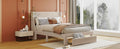 Full Size Storage Bed Velvet Upholstered Platform Bed With A Big Drawer Beige Beige Velvet