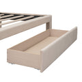 Queen Size Storage Bed Velvet Upholstered Platform Bed With A Big Drawer Beige Beige Velvet