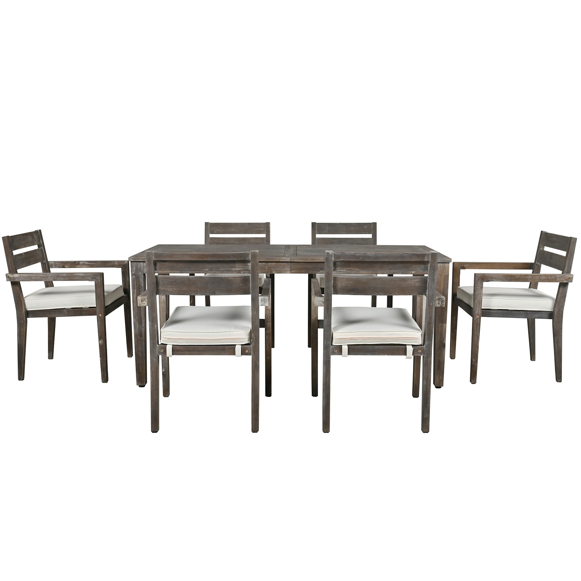 Acacia Wood Outdoor Dining Table And Chairs Suitable For Patio, Balcony Or Backyard Grey Acacia Wood
