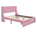 Full Size Storage Bed Velvet Upholstered Platform Bed With A Big Drawer Pink Pink Velvet