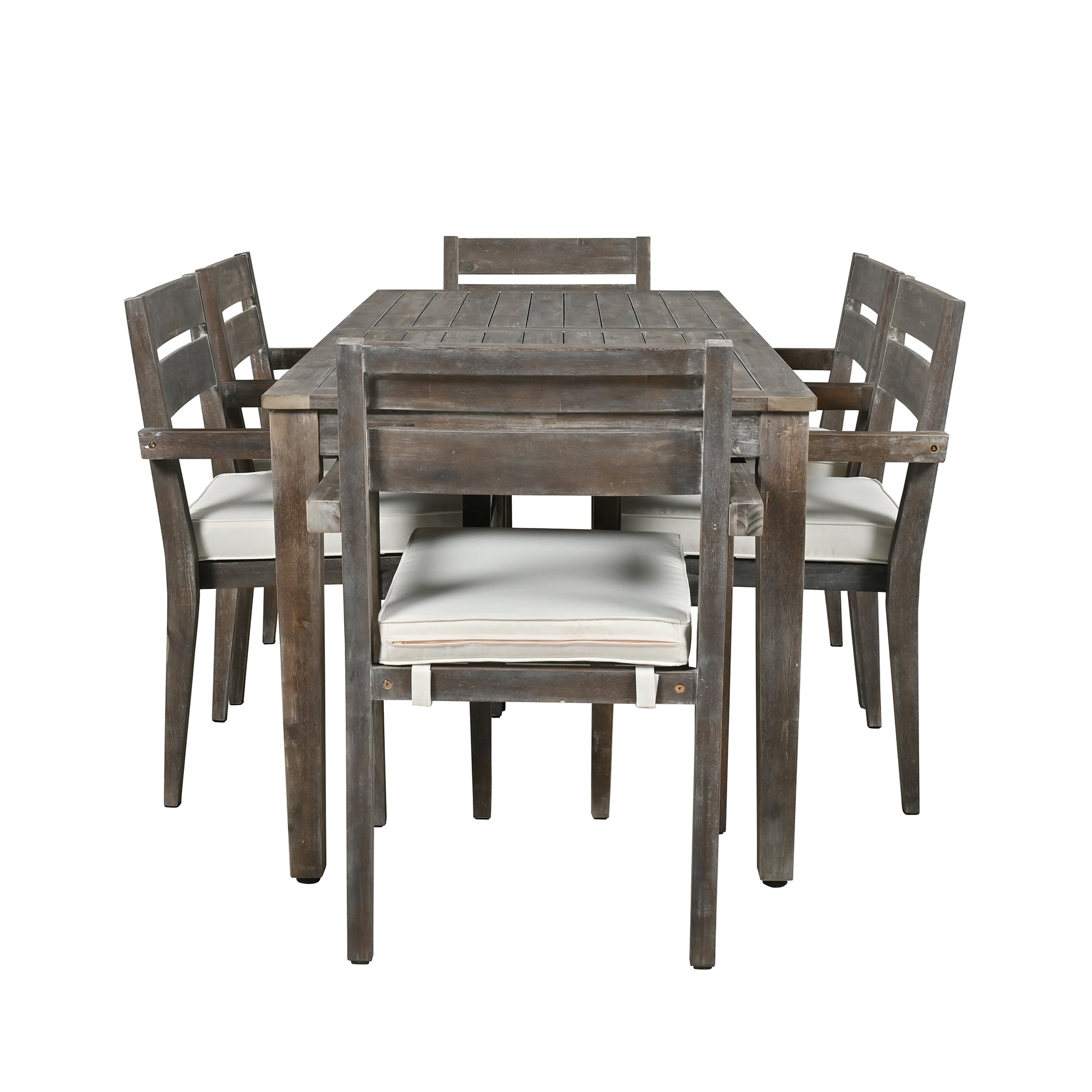 Acacia Wood Outdoor Dining Table And Chairs Suitable For Patio, Balcony Or Backyard Grey Acacia Wood