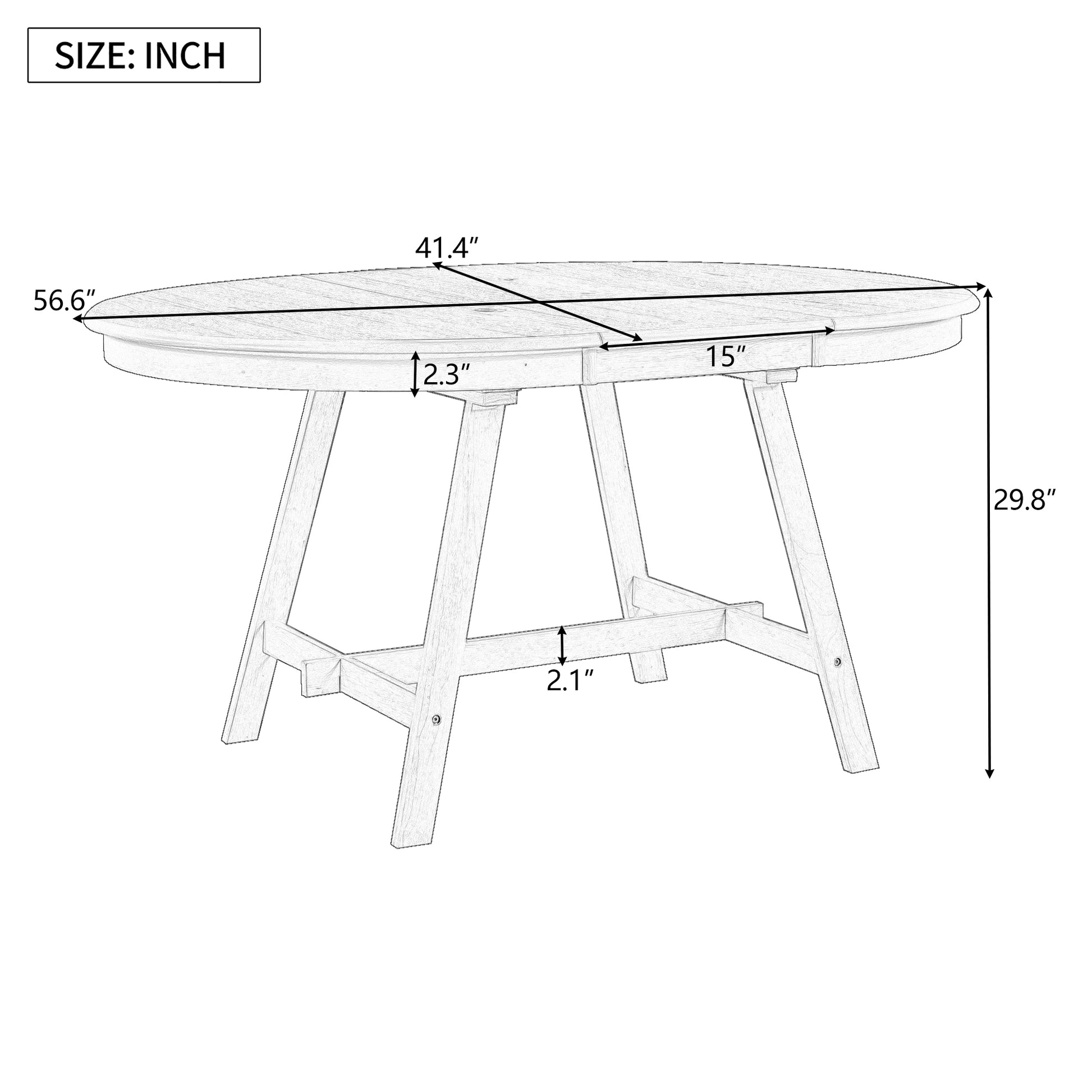 Wood Dining Table Round Extendable Dining Table For Dining Room Gray Gray Solid Wood