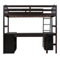 Twin Size Loft Bed With Drawers, Cabinet, Shelves And Desk, Wooden Loft Bed With Desk Espresso Old Sku :Lt000505Aap Espresso Solid Wood