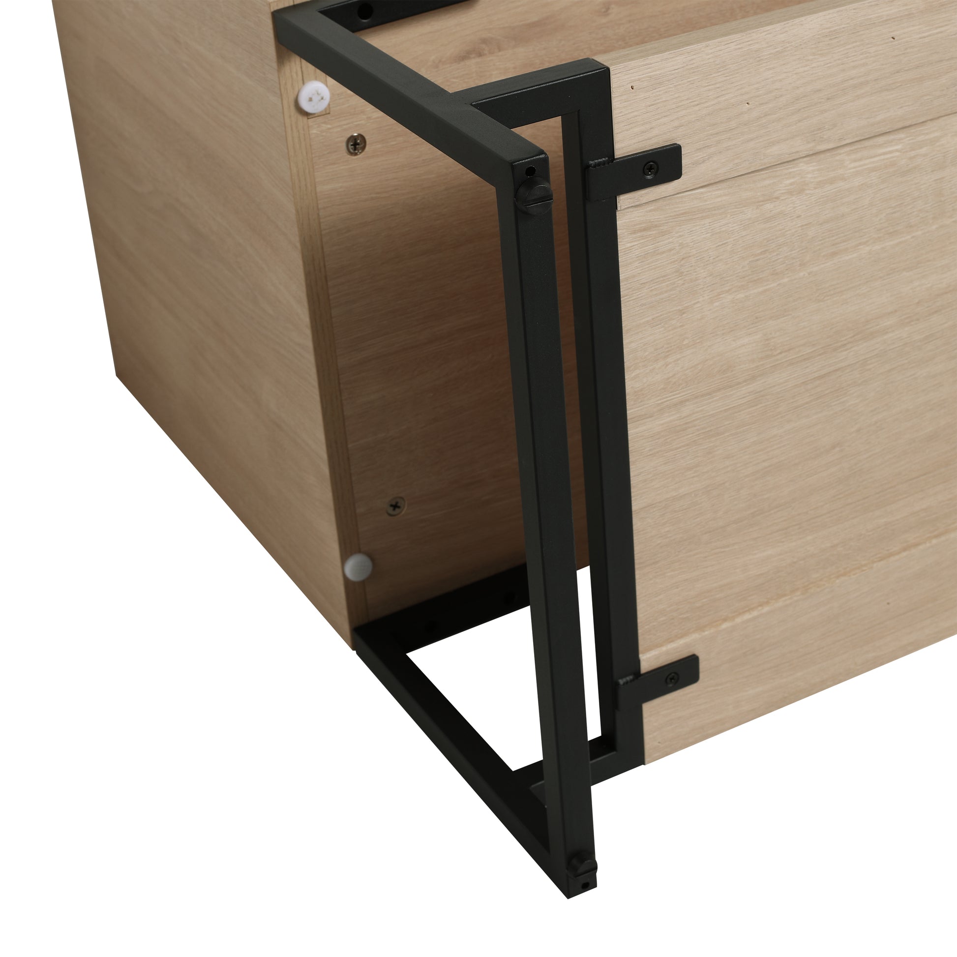 48 Inch Bathroom Vanity Freestanding Design With Black Resin Sink Plain Light Oak Bathroom American Traditional Plywood