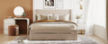 Queen Size Storage Bed Velvet Upholstered Platform Bed With A Big Drawer Beige Beige Velvet