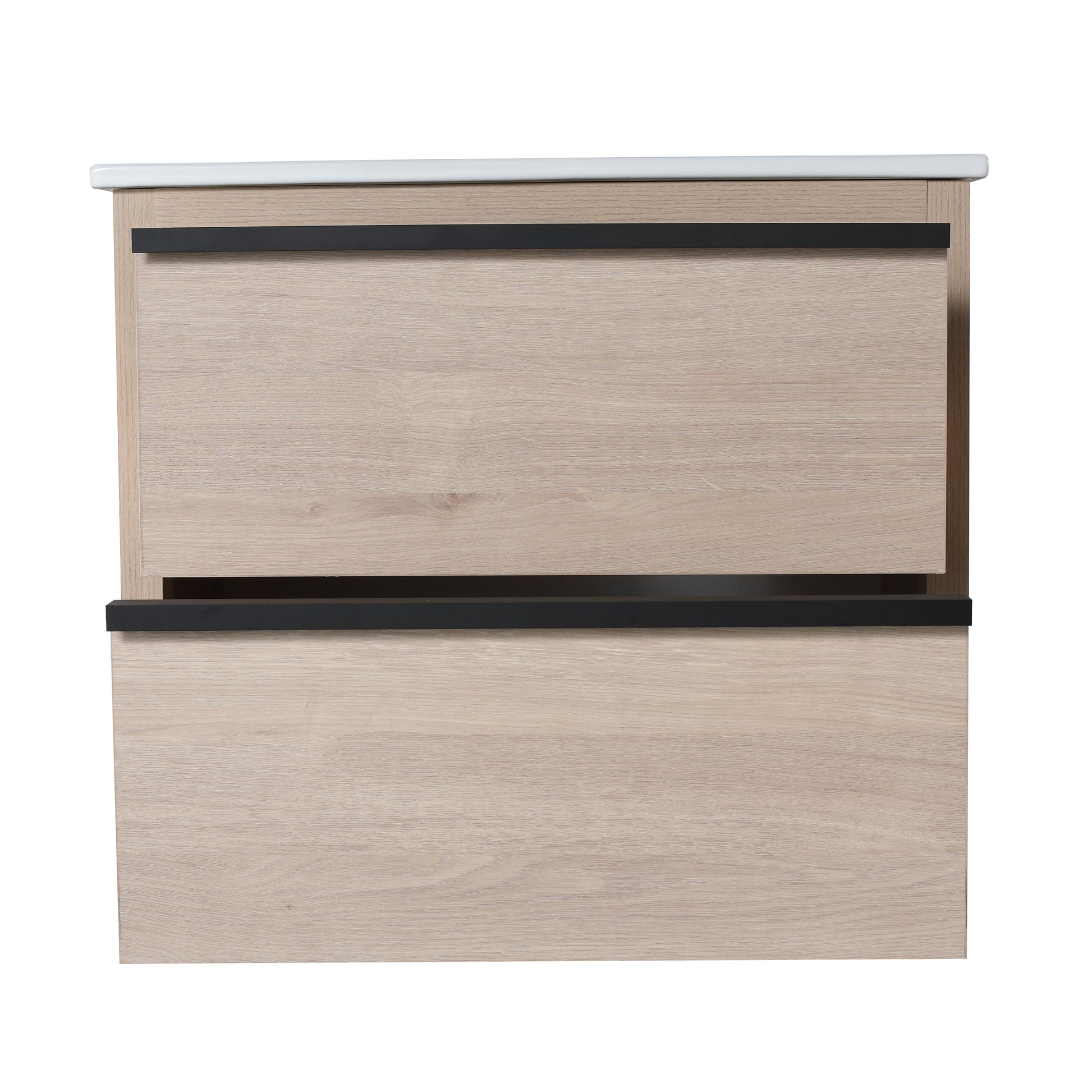 24" Bathroom Vanity With 2 Soft Close Drawers, White Ceramic Basin Bva02524Plo G Bl9060B W1286S00034 2 Plain Light Oak Bathroom Wall Mounted Modern Plywood