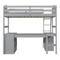 Twin Size Loft Bed With Drawers, Cabinet, Shelves And Desk, Wooden Loft Bed With Desk Gray Old Sku :Lt000505Aae Gray Solid Wood