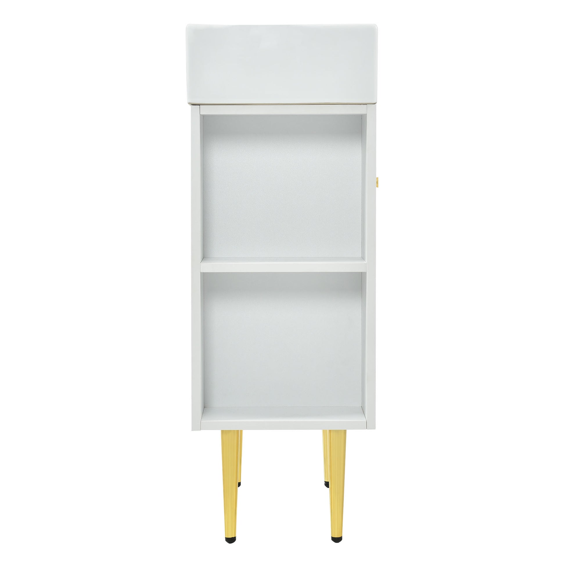 21.6" White Bathroom Vanity, Combo Cabinet, Bathroom Storage Cabinet, Single Ceramic Sink, Right Side Storage White Ceramic Mdf