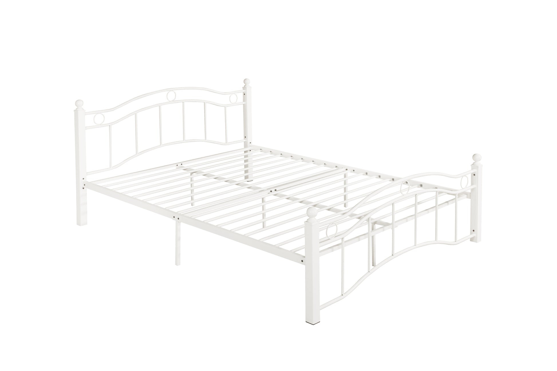 Queen Size Metal Bed Frame With Headboard And Footboard White White Metal