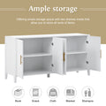 Accent Storage Cabinet Sideboard Wooden Cabinet With Metal Handles For Hallway, Entryway, Living Room White Solid Wood Mdf