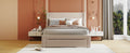 Full Size Storage Bed Velvet Upholstered Platform Bed With A Big Drawer Beige Beige Velvet