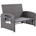 Pe Wicker Rattan Double Chaise Lounge, 2 Person Reclining Daybed With Adjustable Back And Cushions, Free Furniture Protection Cover, White Yes Complete Patio Set White Water Resistant Frame Water Resistant Cushion Garden & Outdoor Casual Sofa Seating