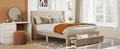 Queen Size Storage Bed Velvet Upholstered Platform Bed With A Big Drawer Beige Beige Velvet