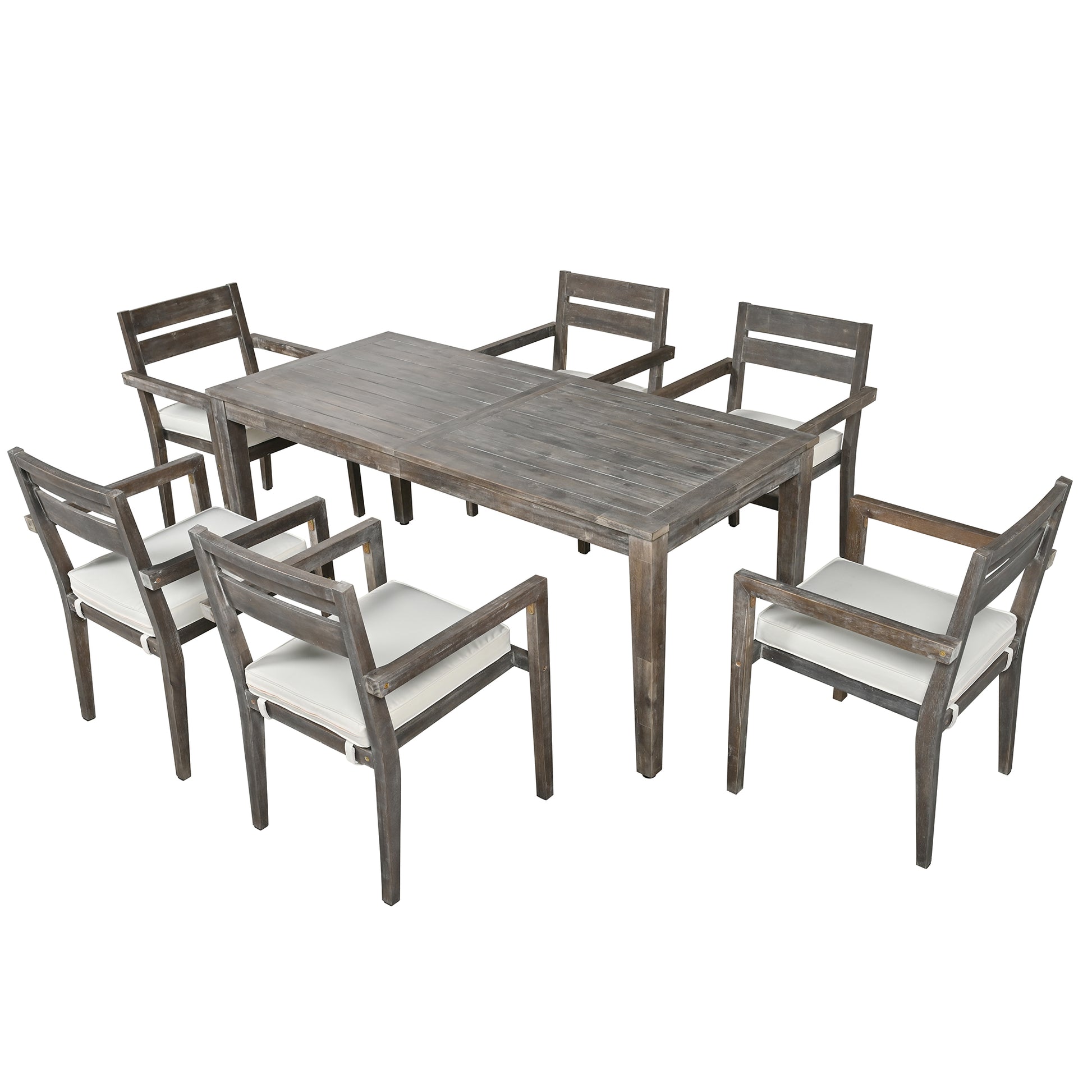 Acacia Wood Outdoor Dining Table And Chairs Suitable For Patio, Balcony Or Backyard Grey Acacia Wood