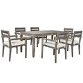 Acacia Wood Outdoor Dining Table And Chairs Suitable For Patio, Balcony Or Backyard Grey Acacia Wood
