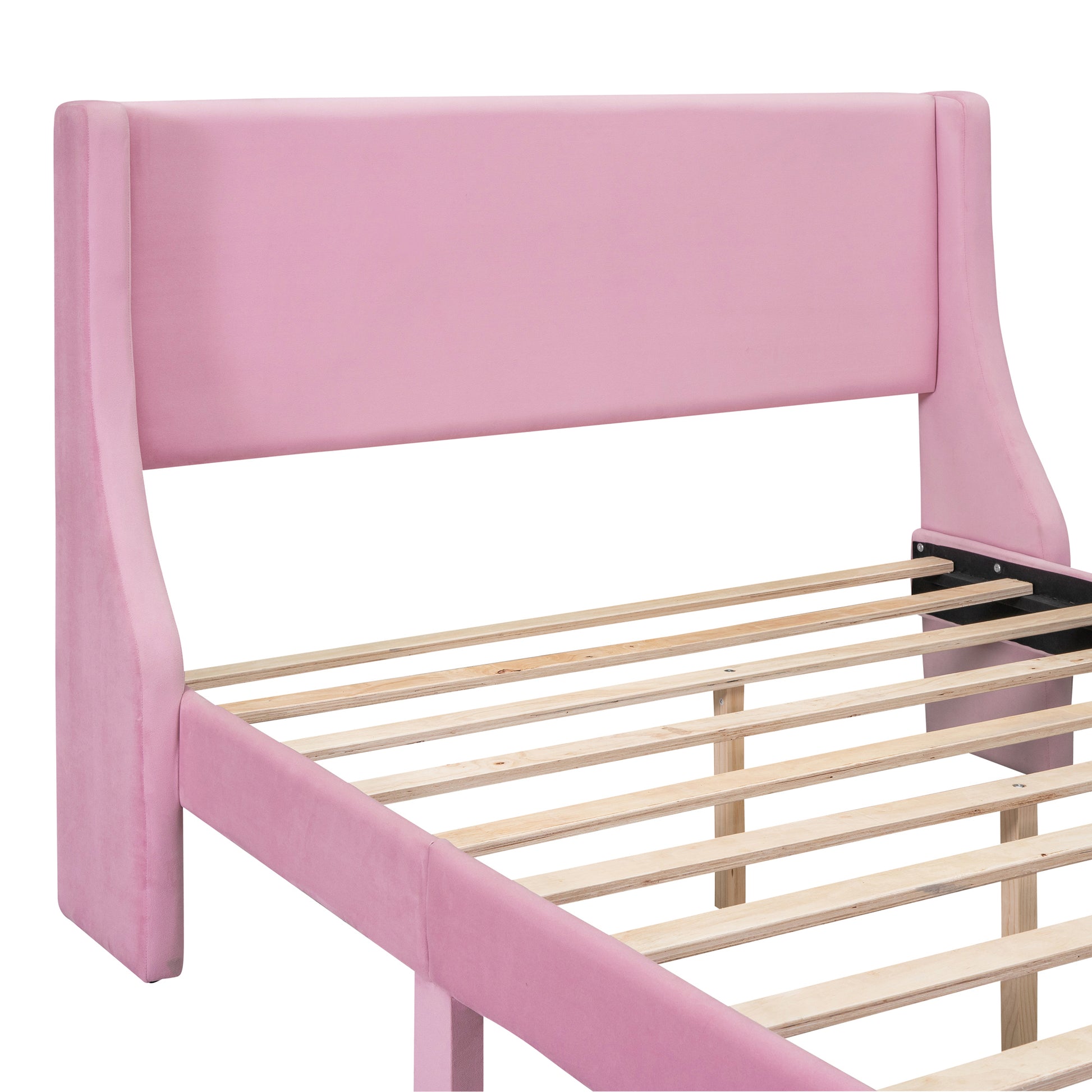 Full Size Storage Bed Velvet Upholstered Platform Bed With A Big Drawer Pink Pink Velvet