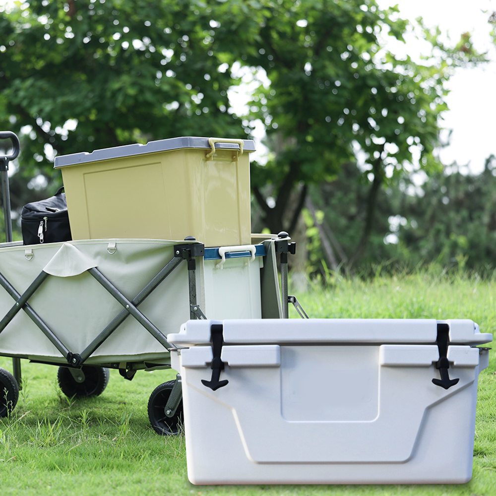 White Outdoor Camping Picnic Fishing Portable Cooler 65Qt Portable Insulated Cooler Box Antique White Abs Plastic
