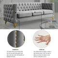 Contact Us For 3D Modeling Velvet Sofa For Living Room,Buttons Tufted Square Arm Couch, Modern Couch Upholstered Button And Metal Legs, Sofa Couch For Bedroom, Grey Velvet .2Pcs Gray Foam Velvet