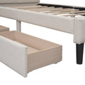 Twin Size Upholstered Platform Bed With 2 Drawers, Beige Beige Upholstered