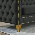 Contact Us For 3D Modeling Velvet Sofa For Living Room,Buttons Tufted Square Arm Couch, Modern Couch Upholstered Button And Metal Legs, Sofa Couch For Bedroom, Black Velvet W834S00022 Black Foam Velvet