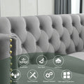 Contact Us For 3D Modeling Velvet Sofa For Living Room,Buttons Tufted Square Arm Couch, Modern Couch Upholstered Button And Metal Legs, Sofa Couch For Bedroom, Grey Velvet .2Pcs Gray Foam Velvet