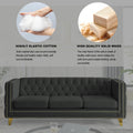 Contact Us For 3D Modeling Velvet Sofa For Living Room,Buttons Tufted Square Arm Couch, Modern Couch Upholstered Button And Metal Legs, Sofa Couch For Bedroom, Black Velvet W834S00022 Black Foam Velvet