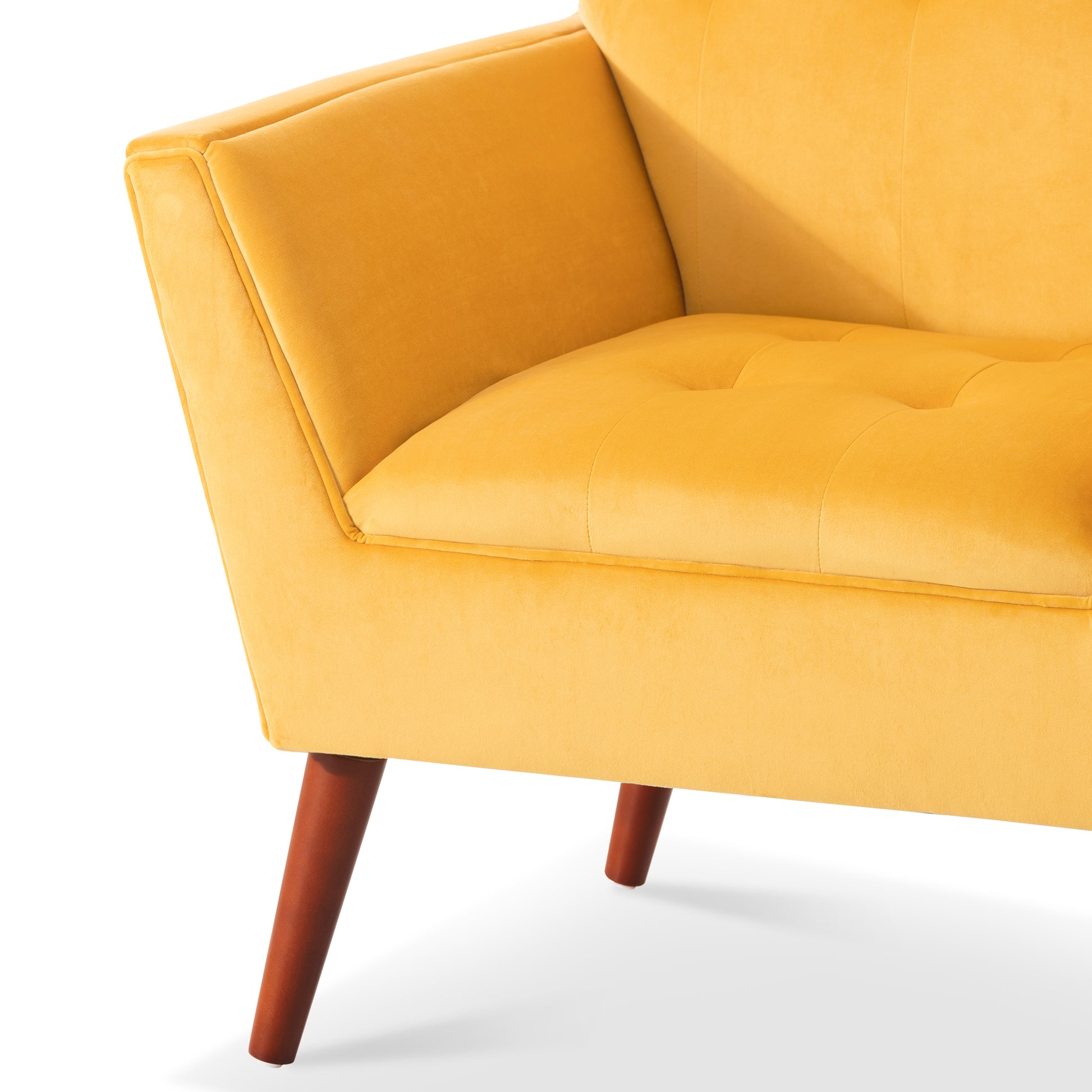 32" Wide Tufted Armchair Yellow Fabric Polyester