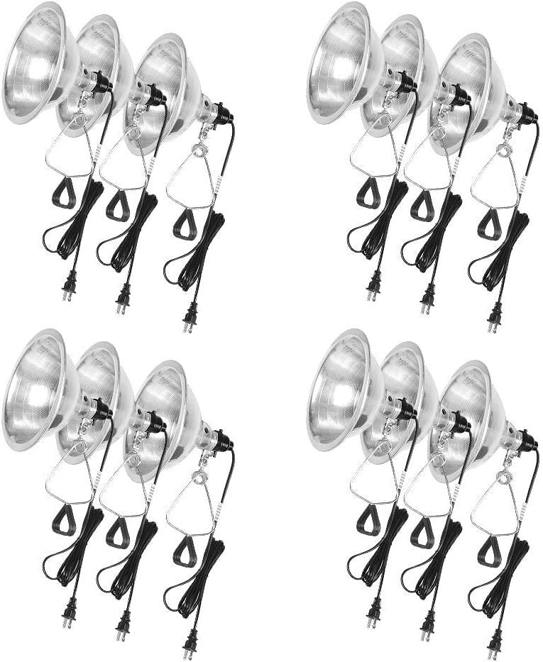 Simple Deluxe 12 Pack Clamp Lamp Light With 8.5 Inch Aluminum Reflector Up To 150 Watt E26 Socket No Bulb Included 6 Feet 18 2 Spt 2 Cord White Metal