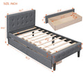 Twin Size Upholstered Platform Bed With 2 Drawers, Gray Gray Upholstered