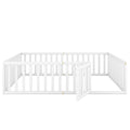 Queen Size Wood Floor Bed Frame With Fence And Door, White Old Sku:Wf289663Aak White Solid Wood