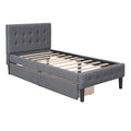 Twin Size Upholstered Platform Bed With 2 Drawers, Gray Gray Upholstered