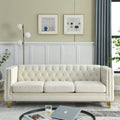 Contact Us For 3D Modeling Velvet Sofa For Living Room,Buttons Tufted Square Arm Couch, Modern Couch Upholstered Button And Metal Legs, Sofa Couch For Bedroom, Beige Velvet ,2Pcs Beige Foam Velvet