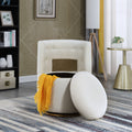 360 Swivel Accent Chair With Storage Function, Velvet Curved Chair With Gold Metal Base For Living Room, Nursery, Bedroom Video Beige Fabric