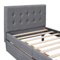 Twin Size Upholstered Platform Bed With 2 Drawers, Gray Gray Upholstered