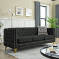 Contact Us For 3D Modeling Velvet Sofa For Living Room,Buttons Tufted Square Arm Couch, Modern Couch Upholstered Button And Metal Legs, Sofa Couch For Bedroom, Black Velvet W834S00022 Black Foam Velvet