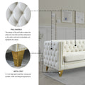 Contact Us For 3D Modeling Velvet Sofa For Living Room,Buttons Tufted Square Arm Couch, Modern Couch Upholstered Button And Metal Legs, Sofa Couch For Bedroom, Beige Velvet ,2Pcs Beige Foam Velvet