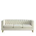 Contact Us For 3D Modeling Velvet Sofa For Living Room,Buttons Tufted Square Arm Couch, Modern Couch Upholstered Button And Metal Legs, Sofa Couch For Bedroom, Beige Velvet ,2Pcs Beige Foam Velvet