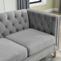 Contact Us For 3D Modeling Velvet Sofa For Living Room,Buttons Tufted Square Arm Couch, Modern Couch Upholstered Button And Metal Legs, Sofa Couch For Bedroom, Grey Velvet .2Pcs Gray Foam Velvet