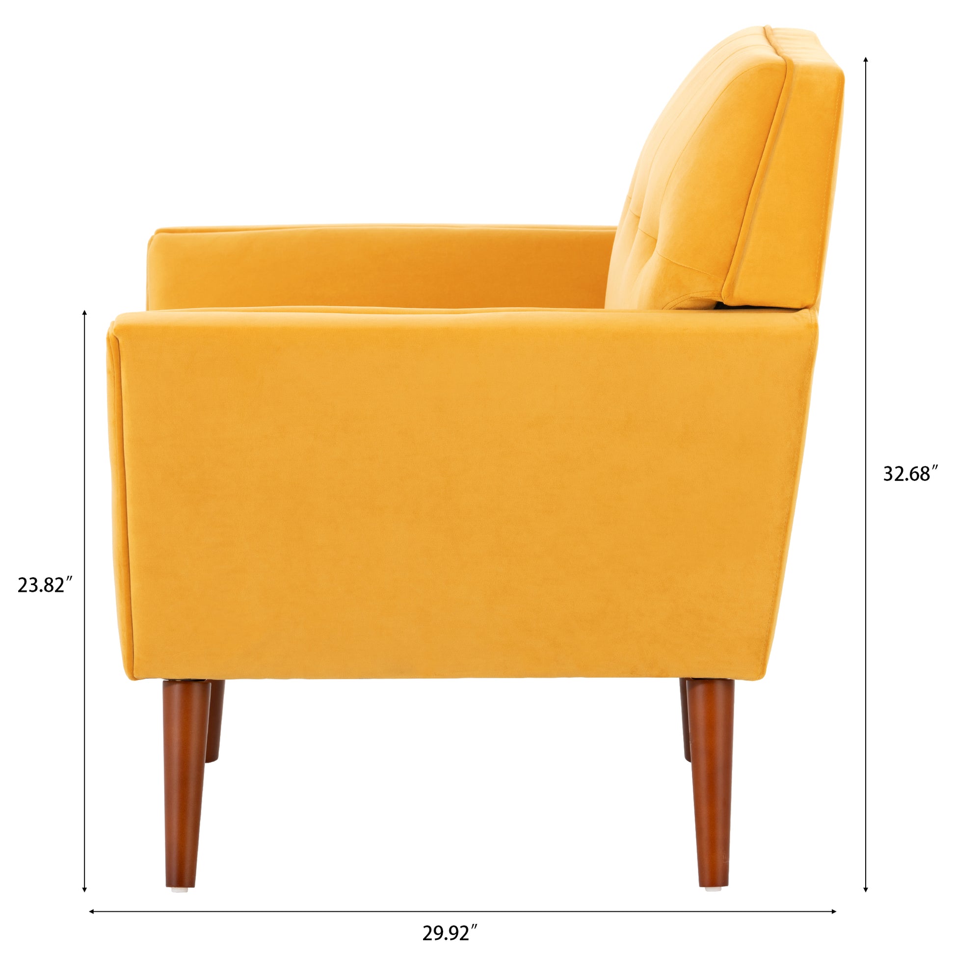 32" Wide Tufted Armchair Yellow Fabric Polyester